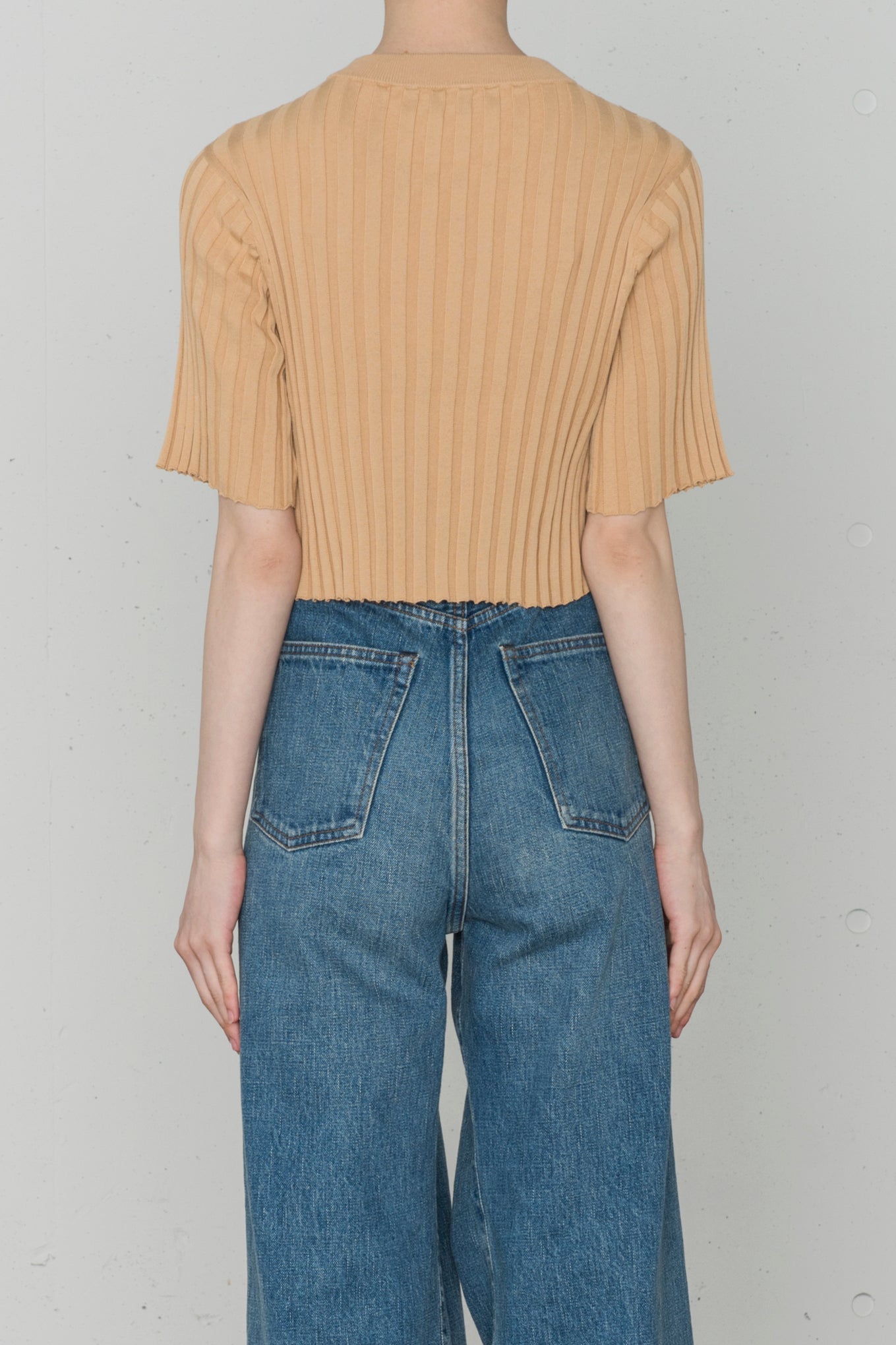 WIDE RIBBED SHORT-SLV SWEATER