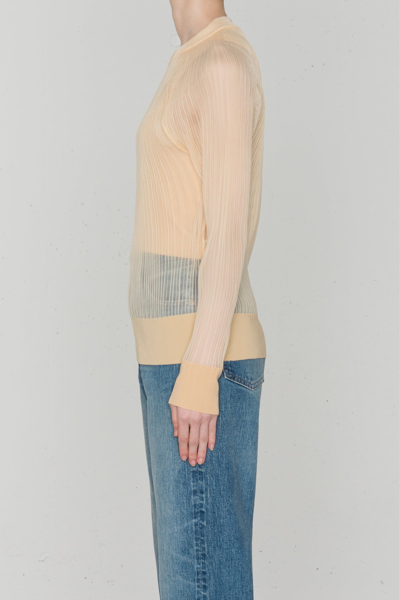 SHEER WIDE RIBBED SWEATER