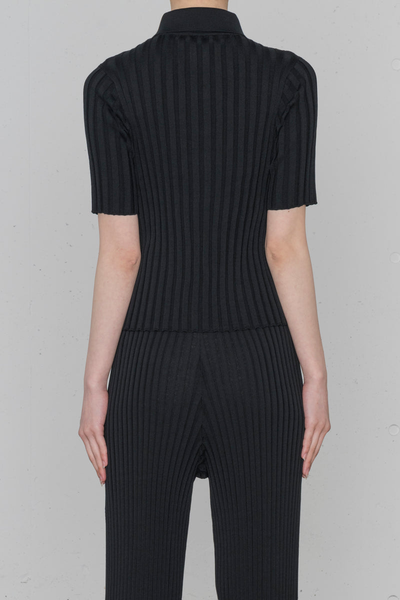 WIDE RIBBED POLO SWEATER – HYKE ONLINE STORE