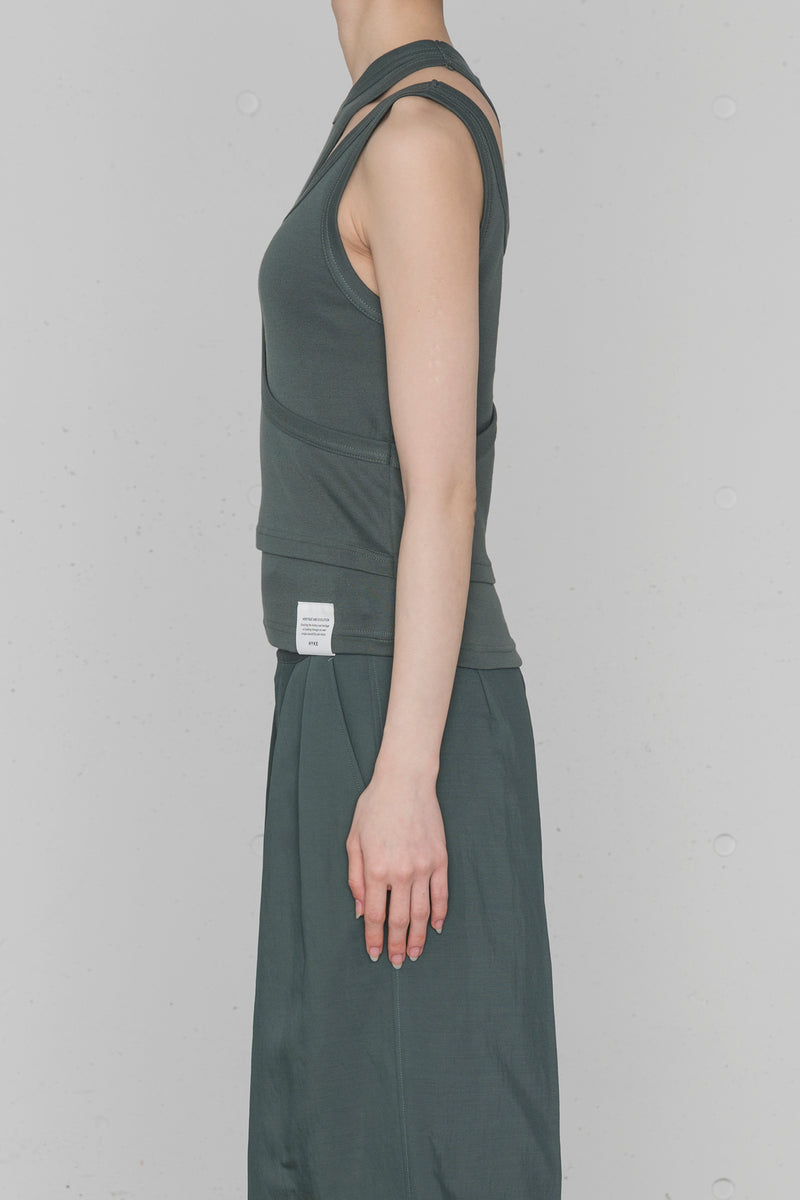 HYKE　OLIVE DRAB　TANK TOP LAYERED TANK TOP – HYKE ONLINE STORE