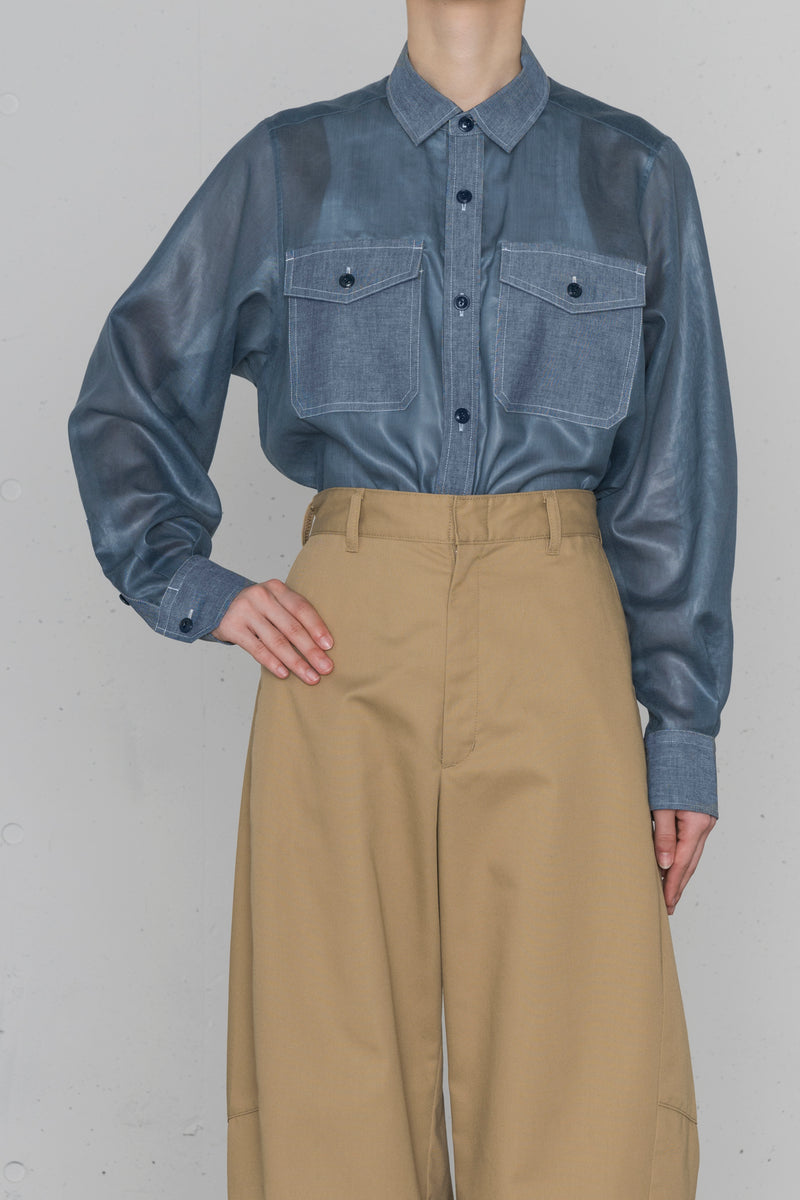 HYKEハイク SHEER CHAMBRAY SHIRT 新品 SHEER CHAMBRAY SHIRT-シアーシャンブレーシャツ-HYKE（ハイク