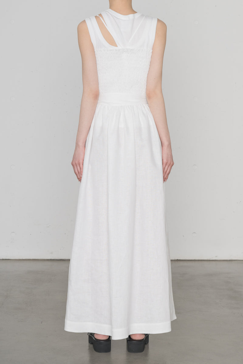 LINEN SHIRRED DRESS – HYKE ONLINE STORE