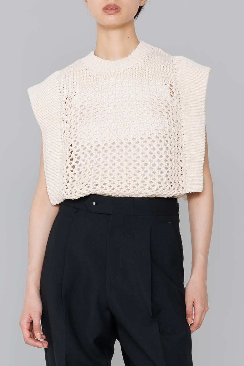 トップス HYKE CROCHET SLEEVELESS KNIT CROCHET SLEEVELESS KNIT – HYKE ONLINE STORE