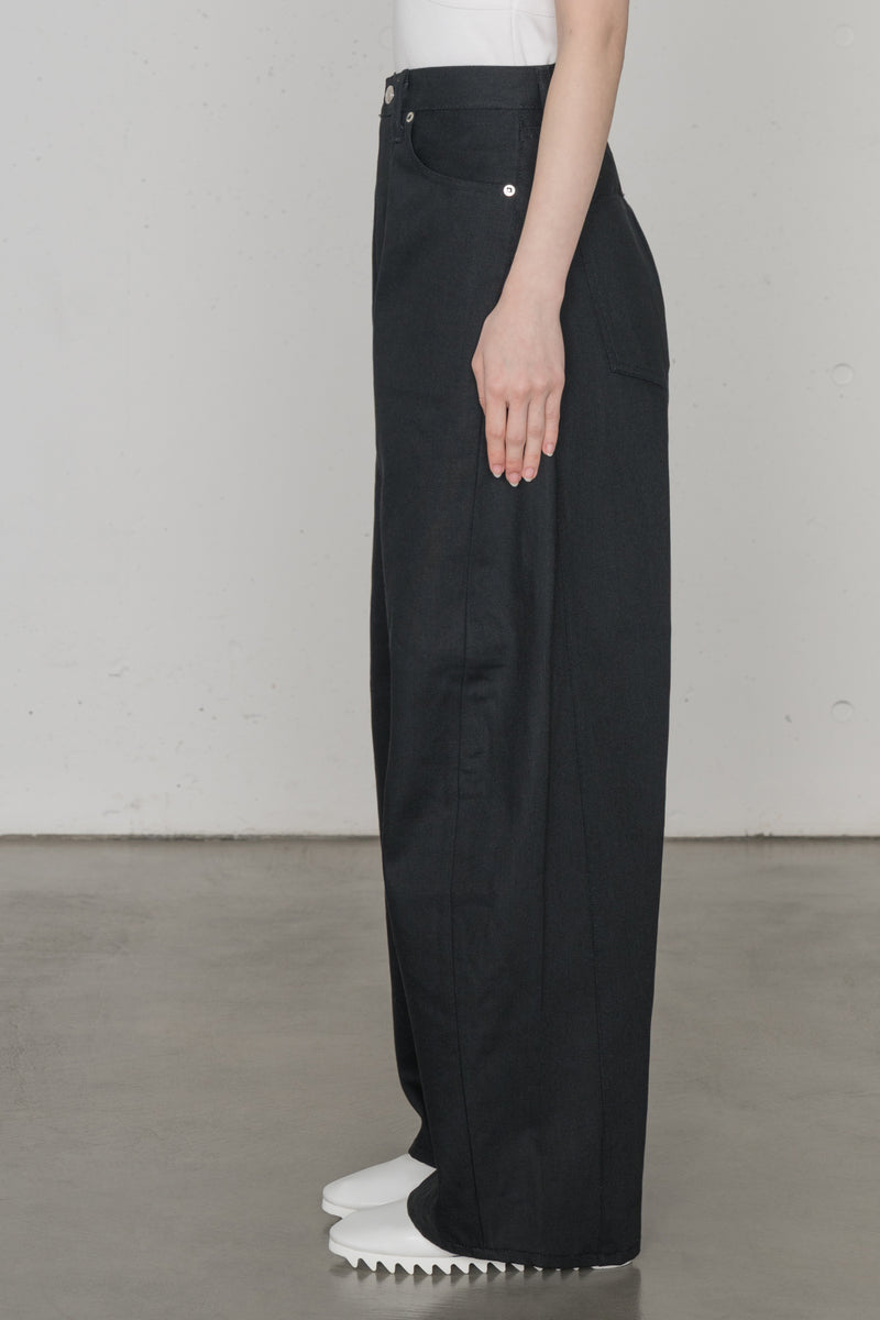BARREL-LEG TWILL JEANS – HYKE ONLINE STORE