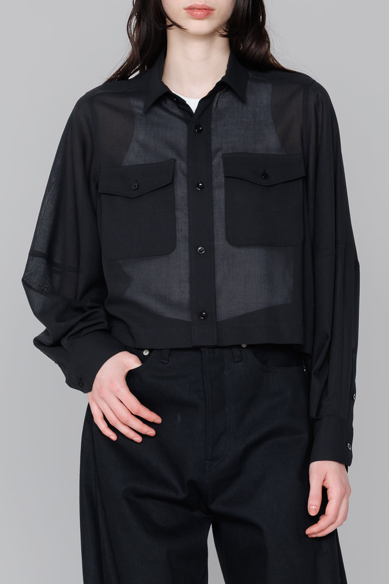 T/W VOILE BALLOON SLEEVE CROPPED SHIRT – HYKE ONLINE STORE