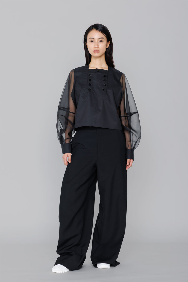 T/C SHEER SLEEVE SAILOR CROPPED BLOUSE – HYKE ONLINE STORE