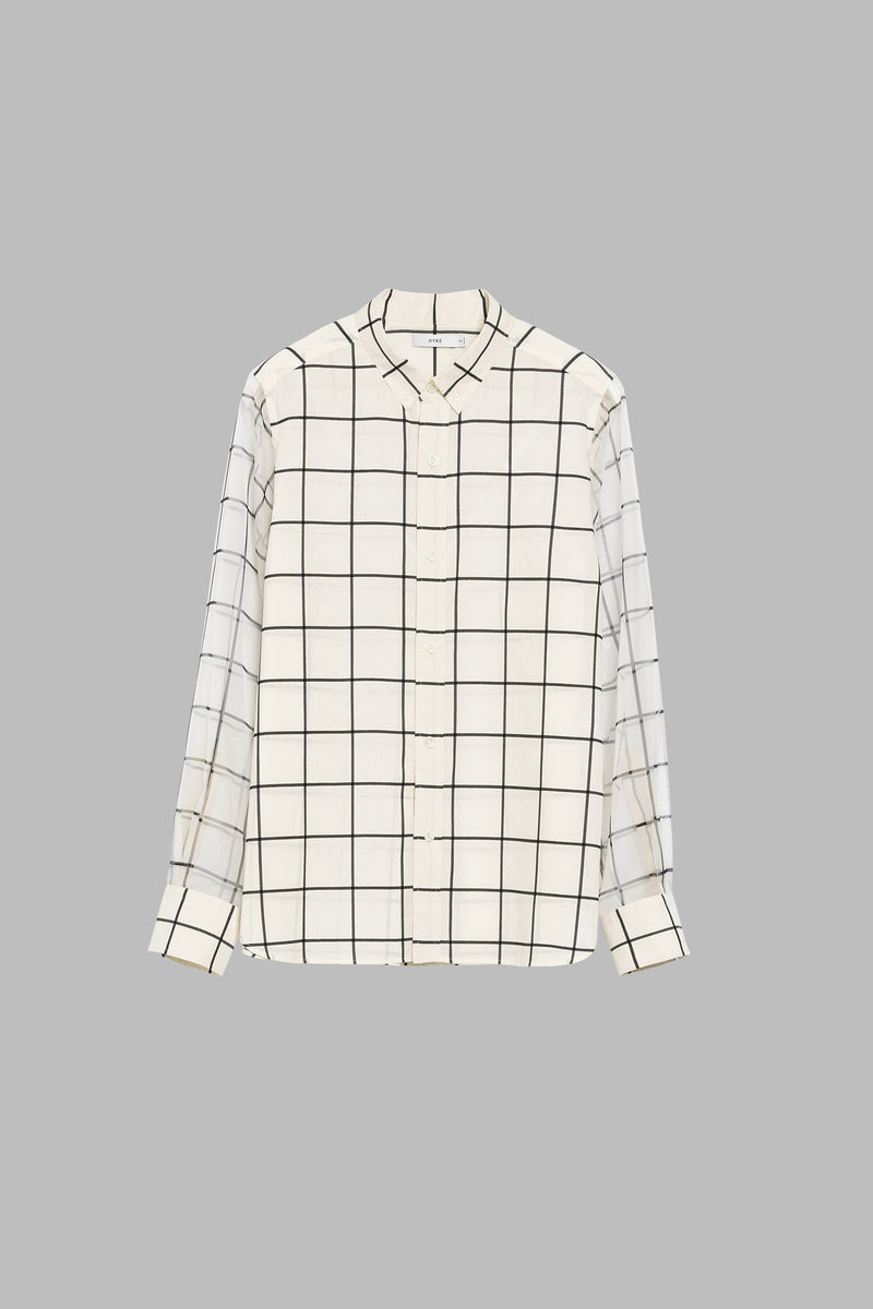 SHEER SLEEVE WINDOWPANE BLOUSE – HYKE ONLINE STORE
