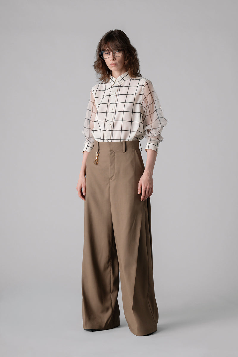 ハイク HYKE SHEER SLEEVE WINDOWPANE BLOUSE SHEER SLEEVE WINDOWPANE BLOUSE – HYKE ONLINE STORE