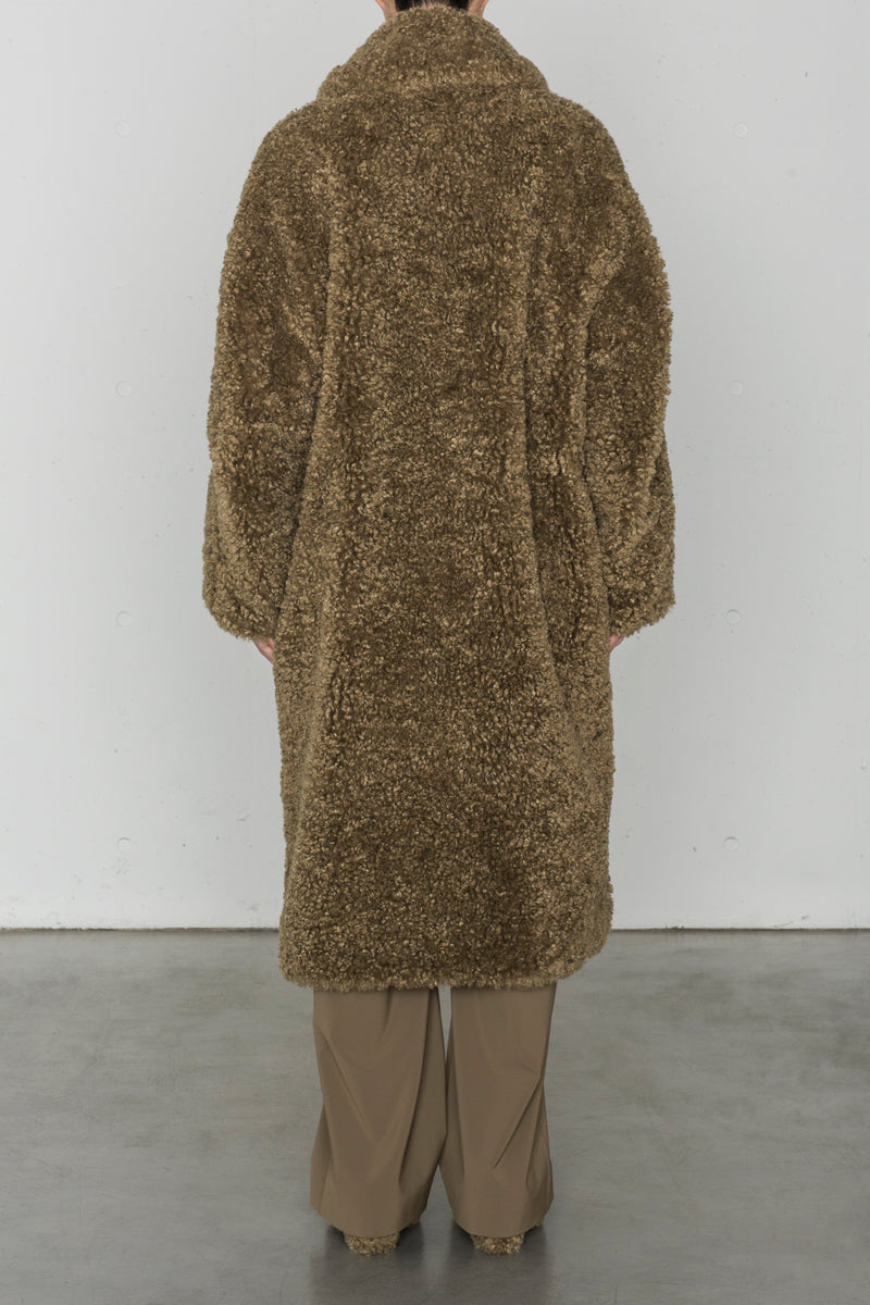 FAUX SHEARLING DOUBLE-BREASTED COAT