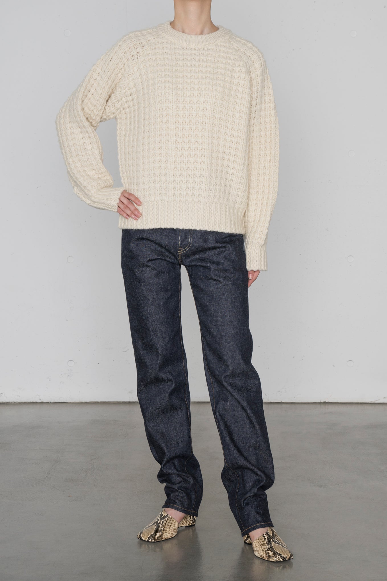 WAFFLE-KNIT SWEATER