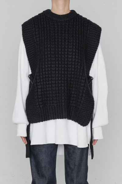 WAFFLE-KNIT SWEATER VEST