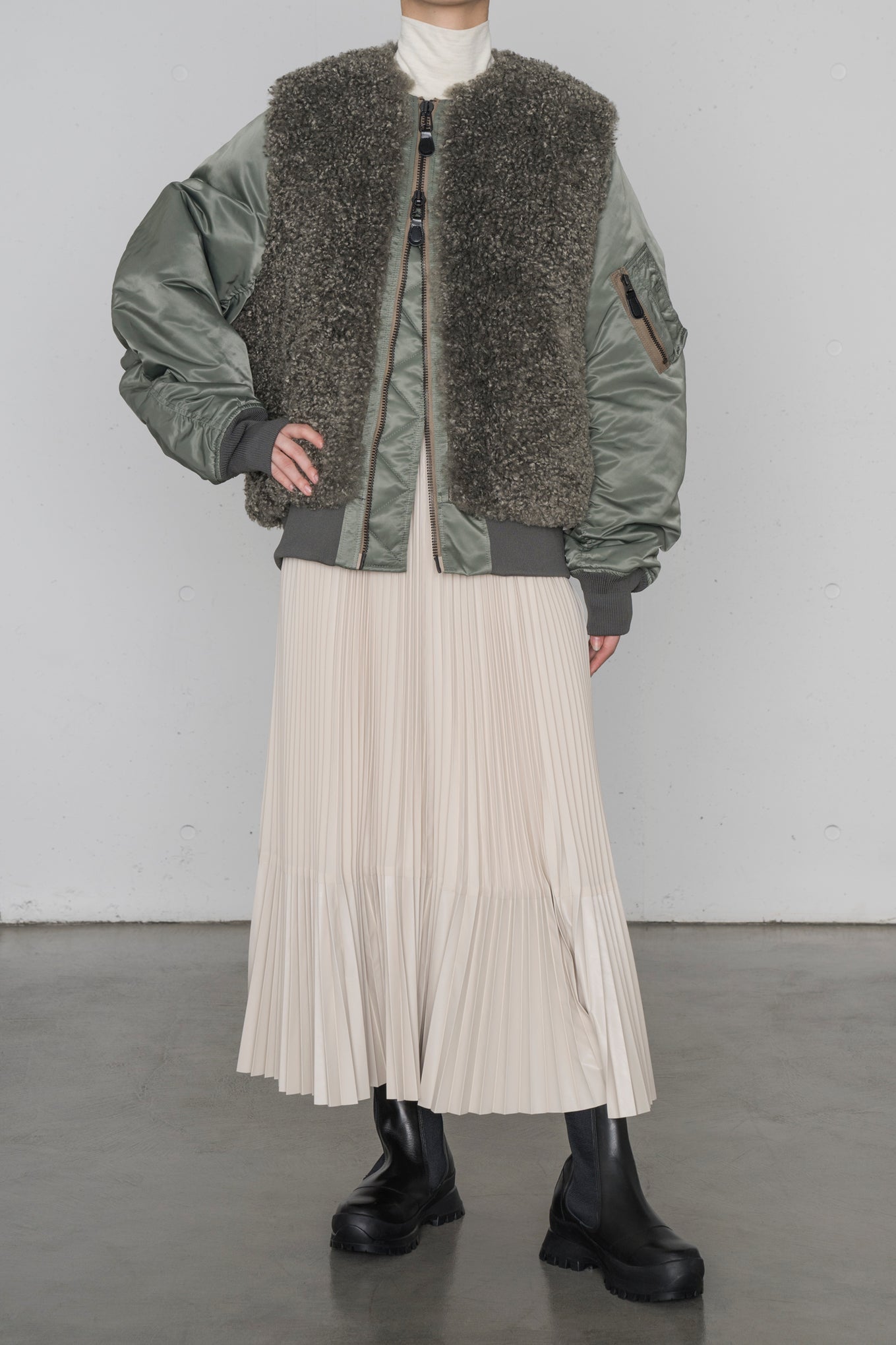 FAUX SHEARLING TYPE MA-1 JACKET