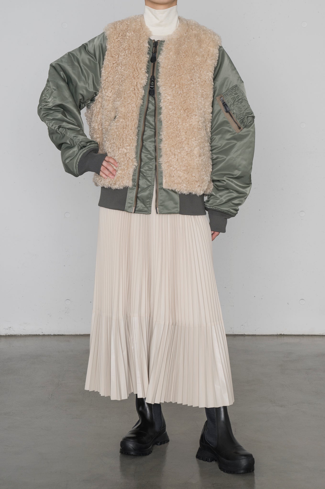 FAUX SHEARLING TYPE MA-1 JACKET