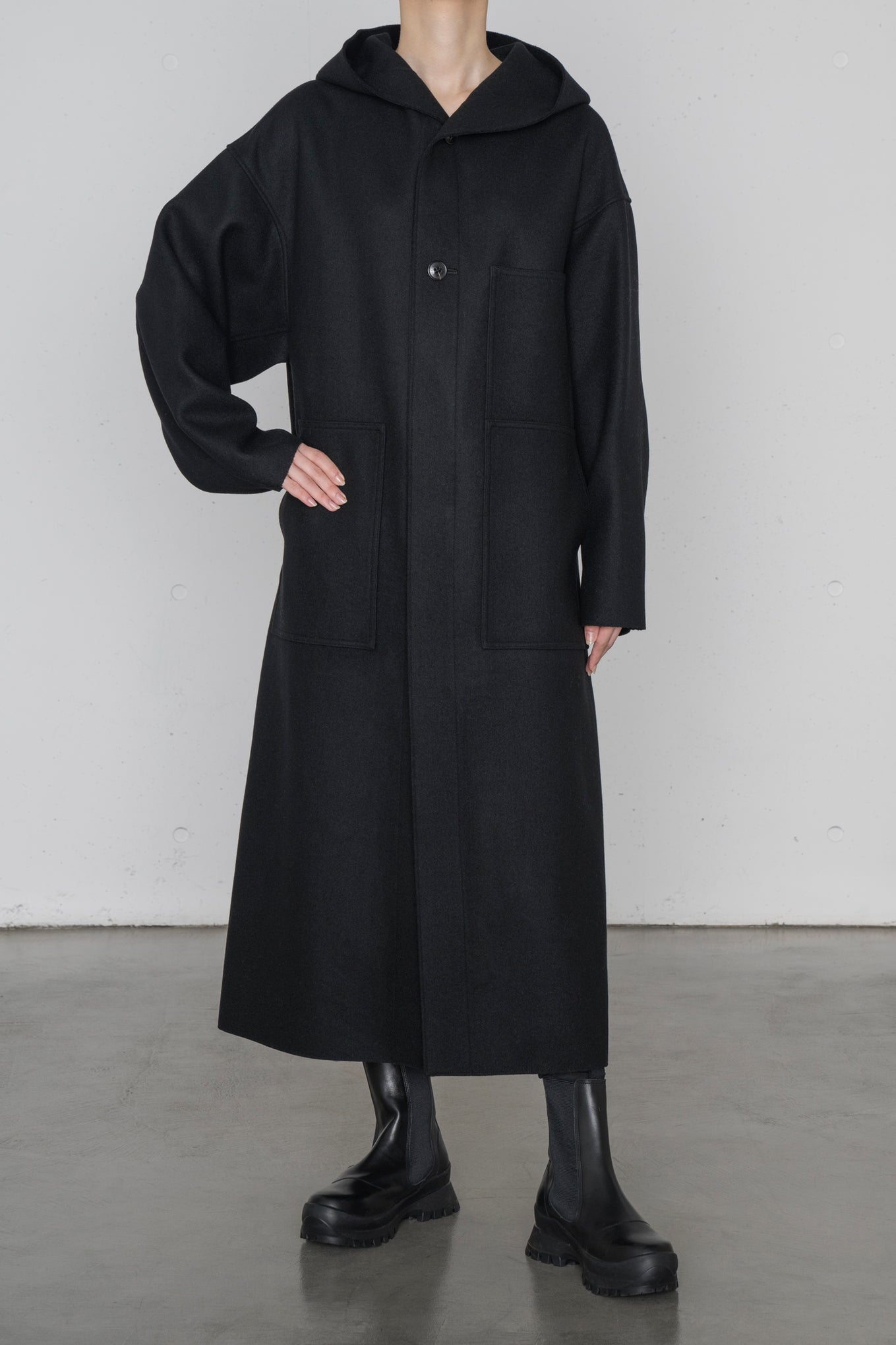 MELTON HOODED WORK COAT