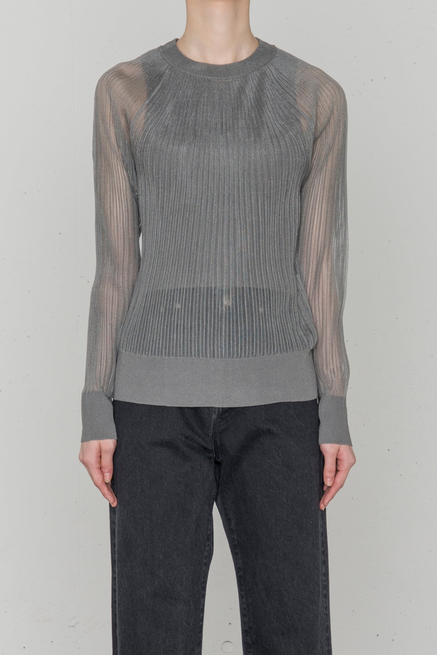 SHEER WIDE RIBBED SWEATER – HYKE ONLINE STORE