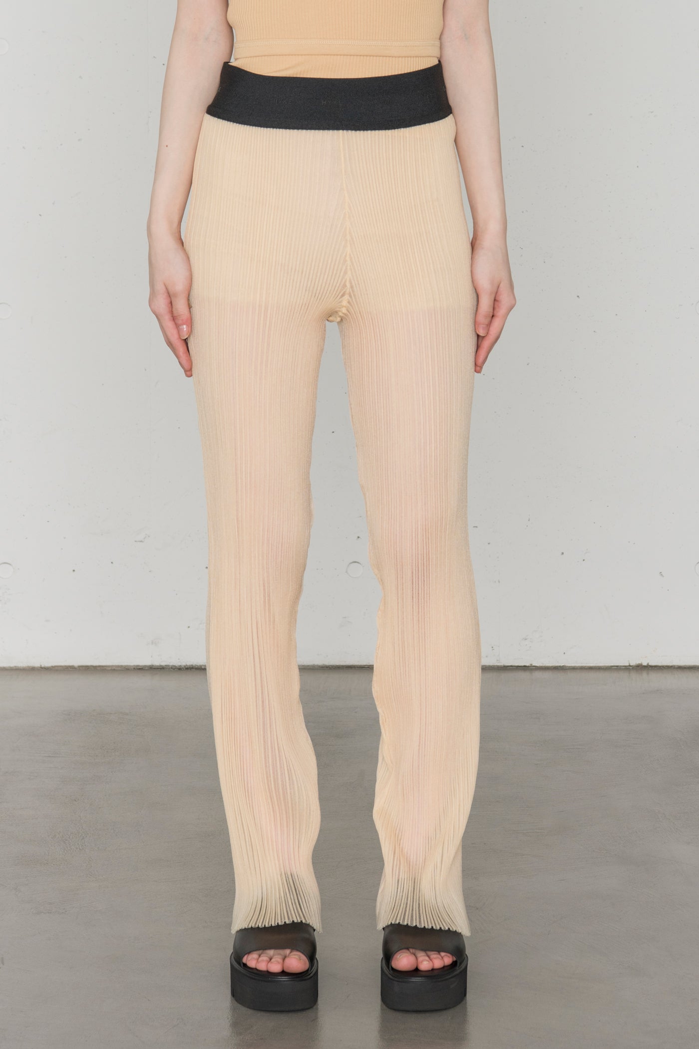 SHEER WIDE RIBBED SWEATER PANTS – HYKE ONLINE STORE