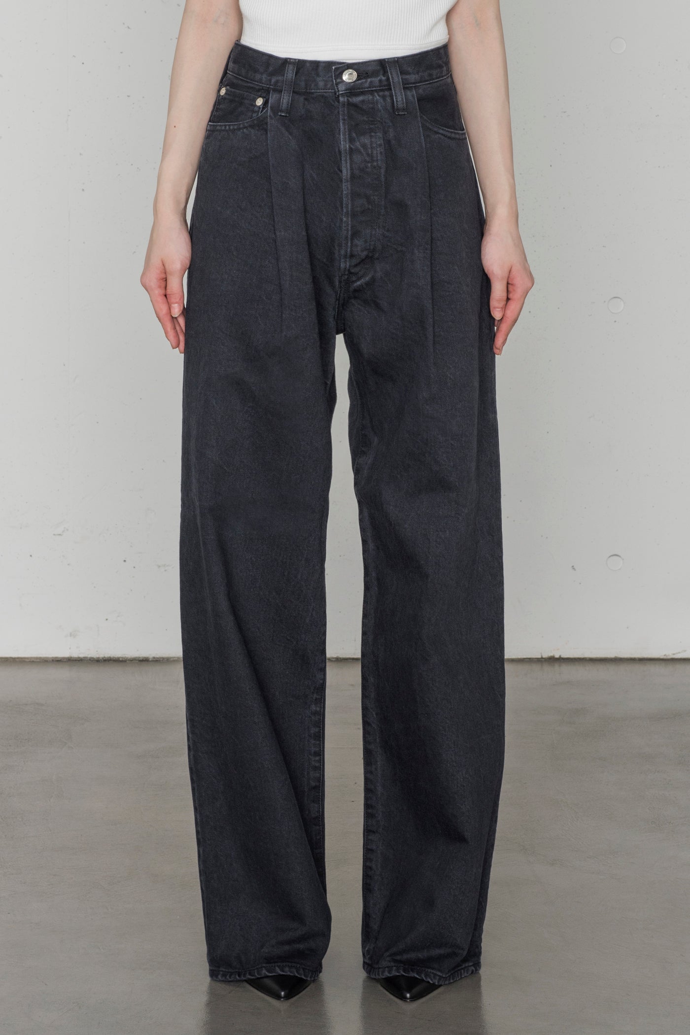 TWILL WIDE LEG JEANS – HYKE ONLINE STORE