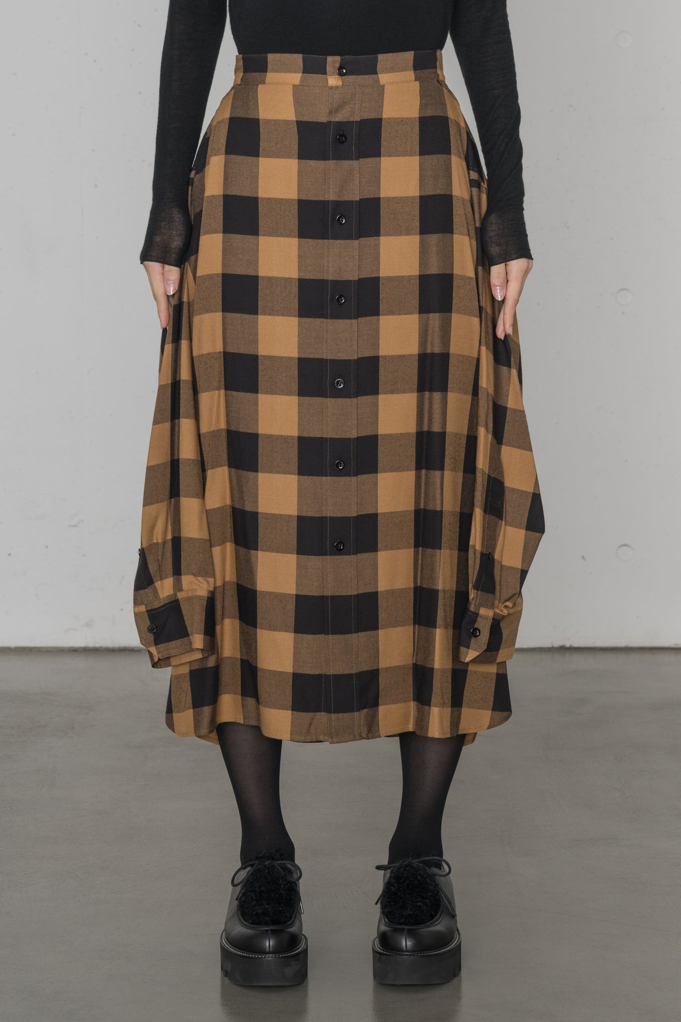 RAYON PLAID SHIRT INSPIRED SKIRT