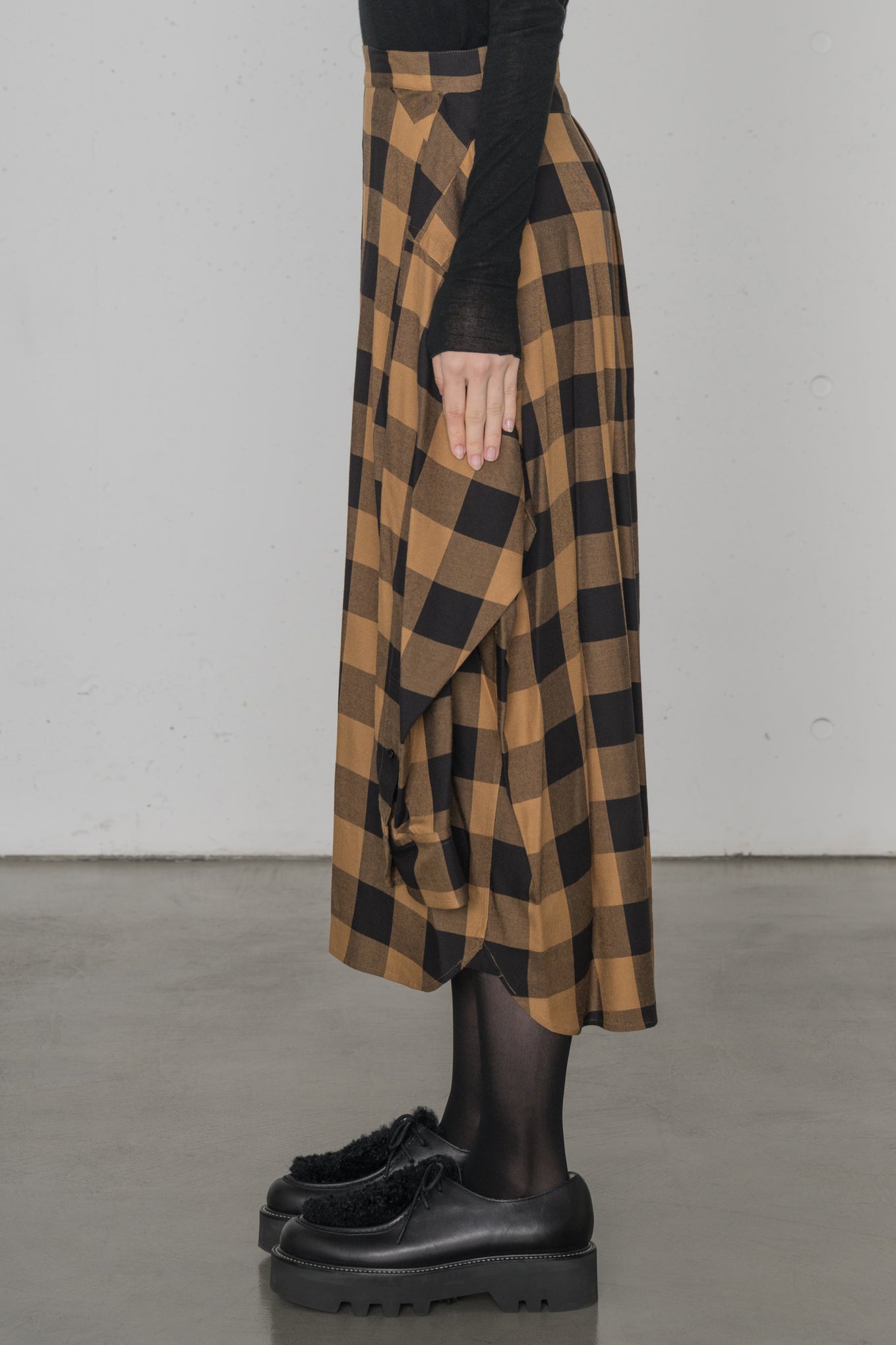 RAYON PLAID SHIRT INSPIRED SKIRT