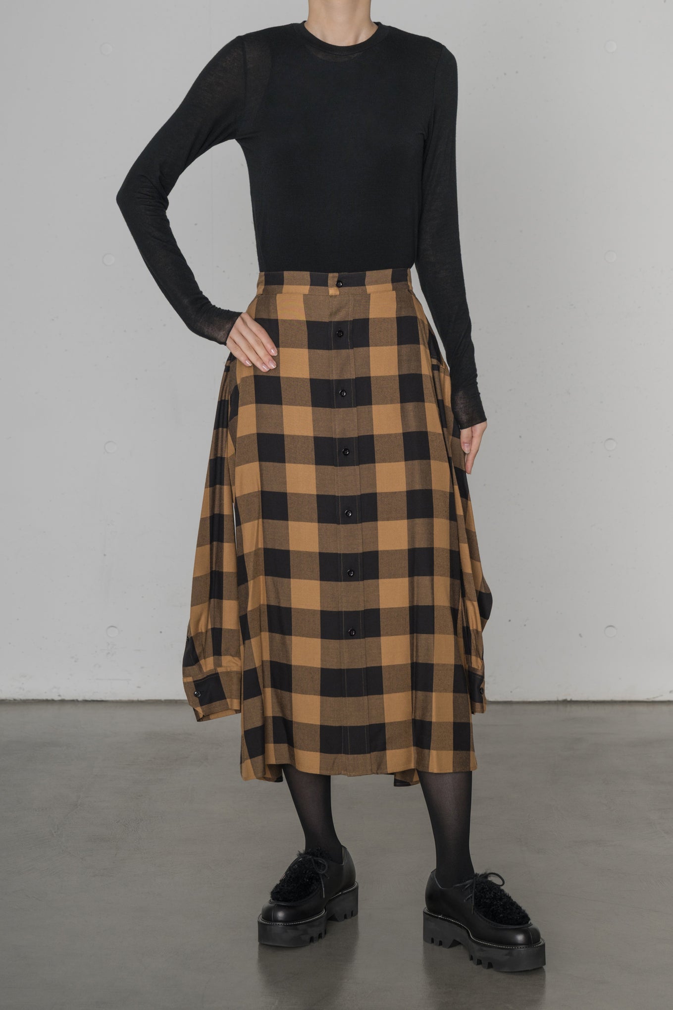 RAYON PLAID SHIRT INSPIRED SKIRT