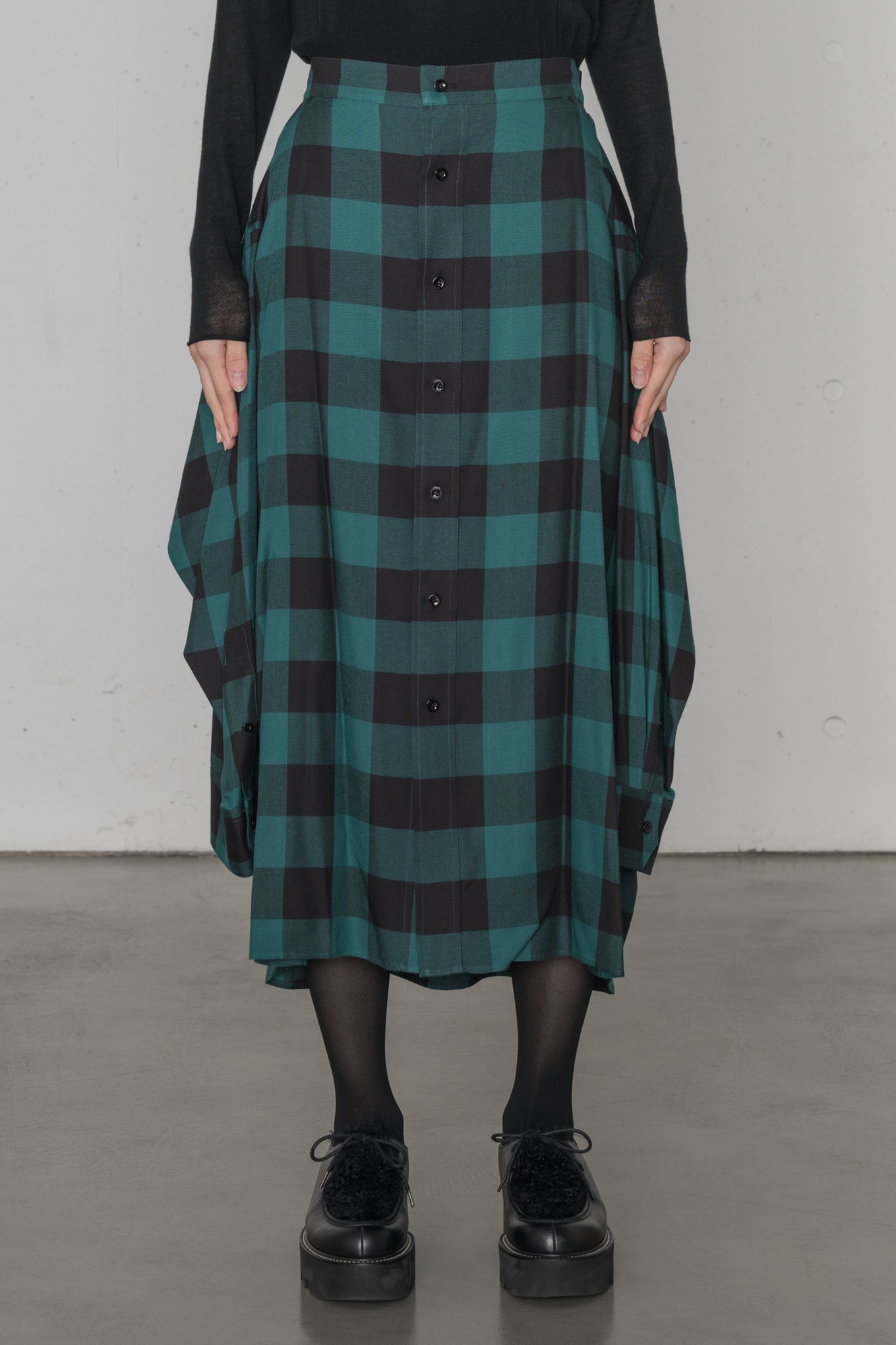 RAYON PLAID SHIRT INSPIRED SKIRT