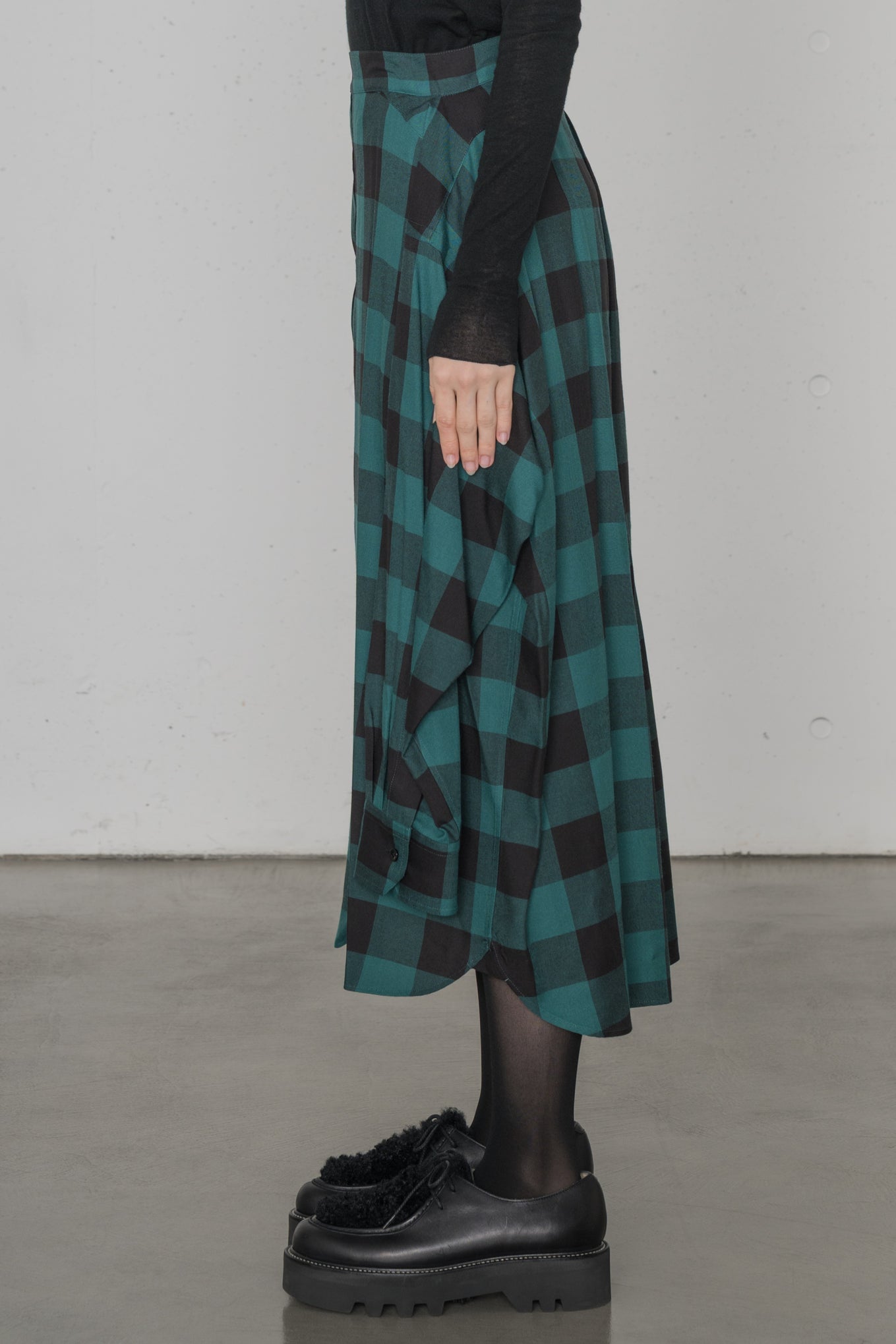 RAYON PLAID SHIRT INSPIRED SKIRT