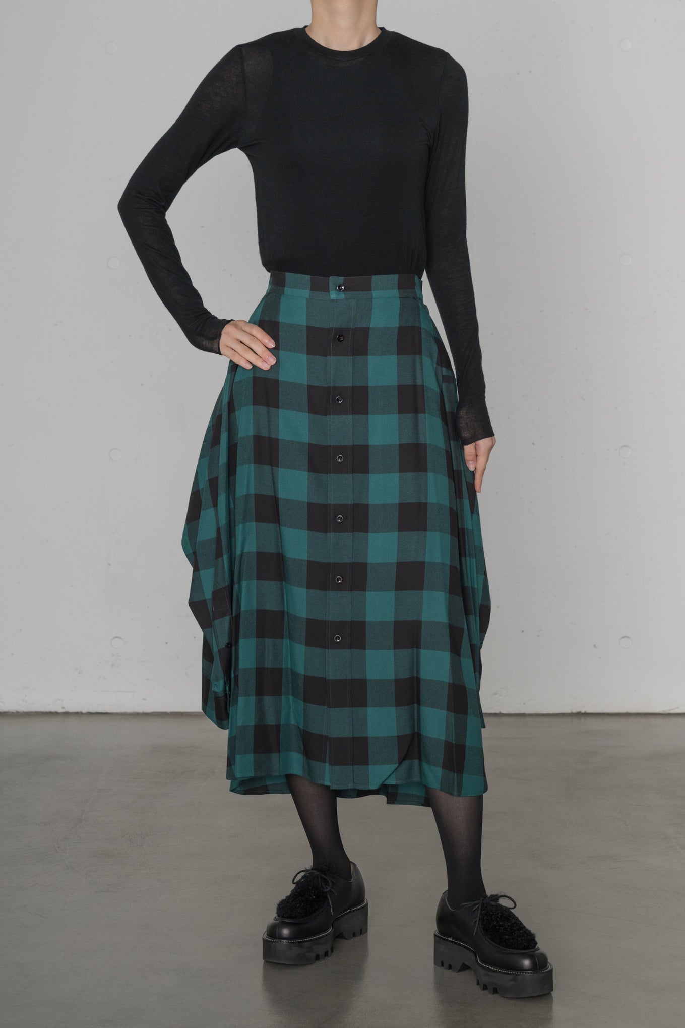 RAYON PLAID SHIRT INSPIRED SKIRT