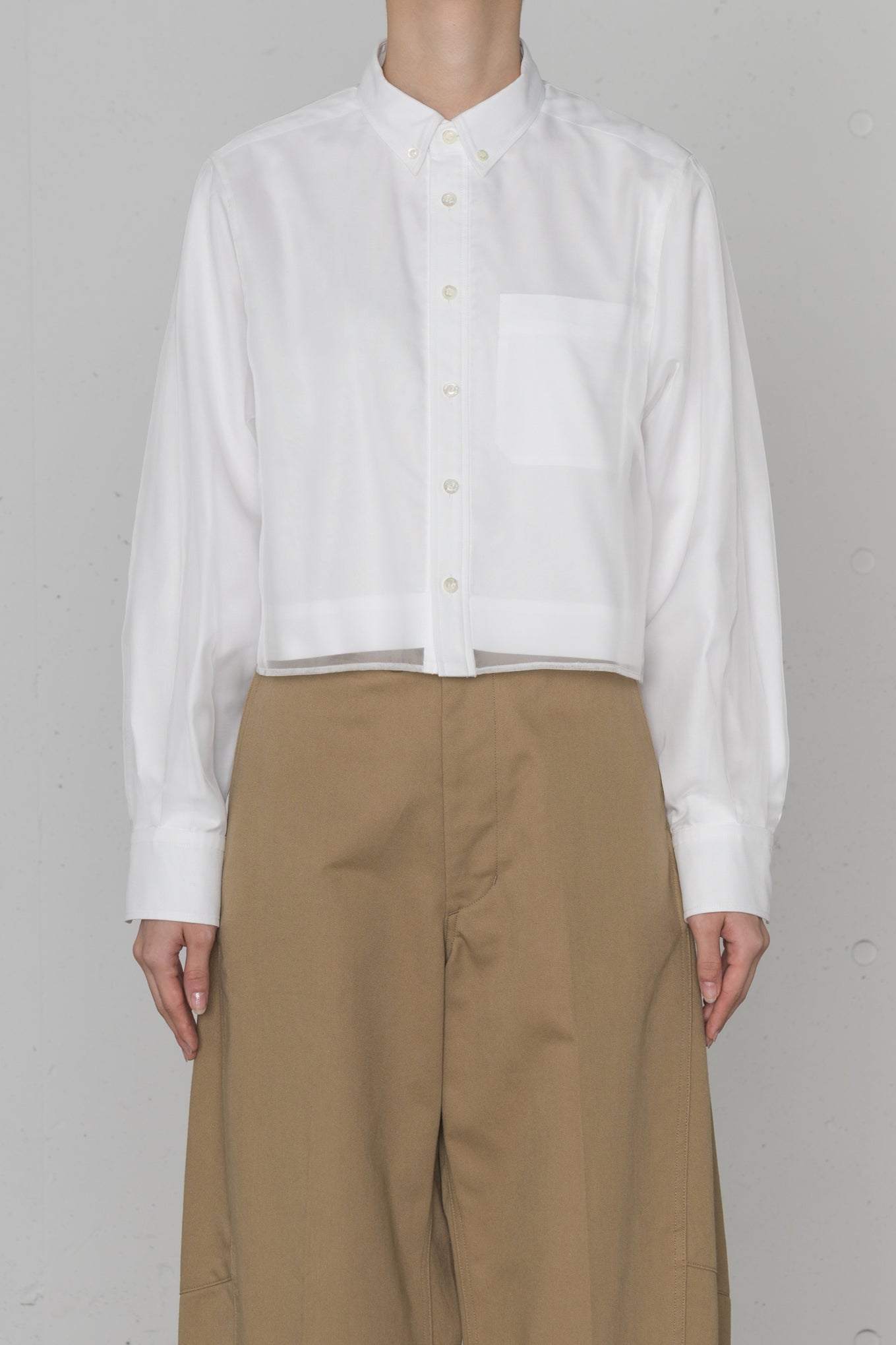 LAYERED OXFORD SHEER SHIRT