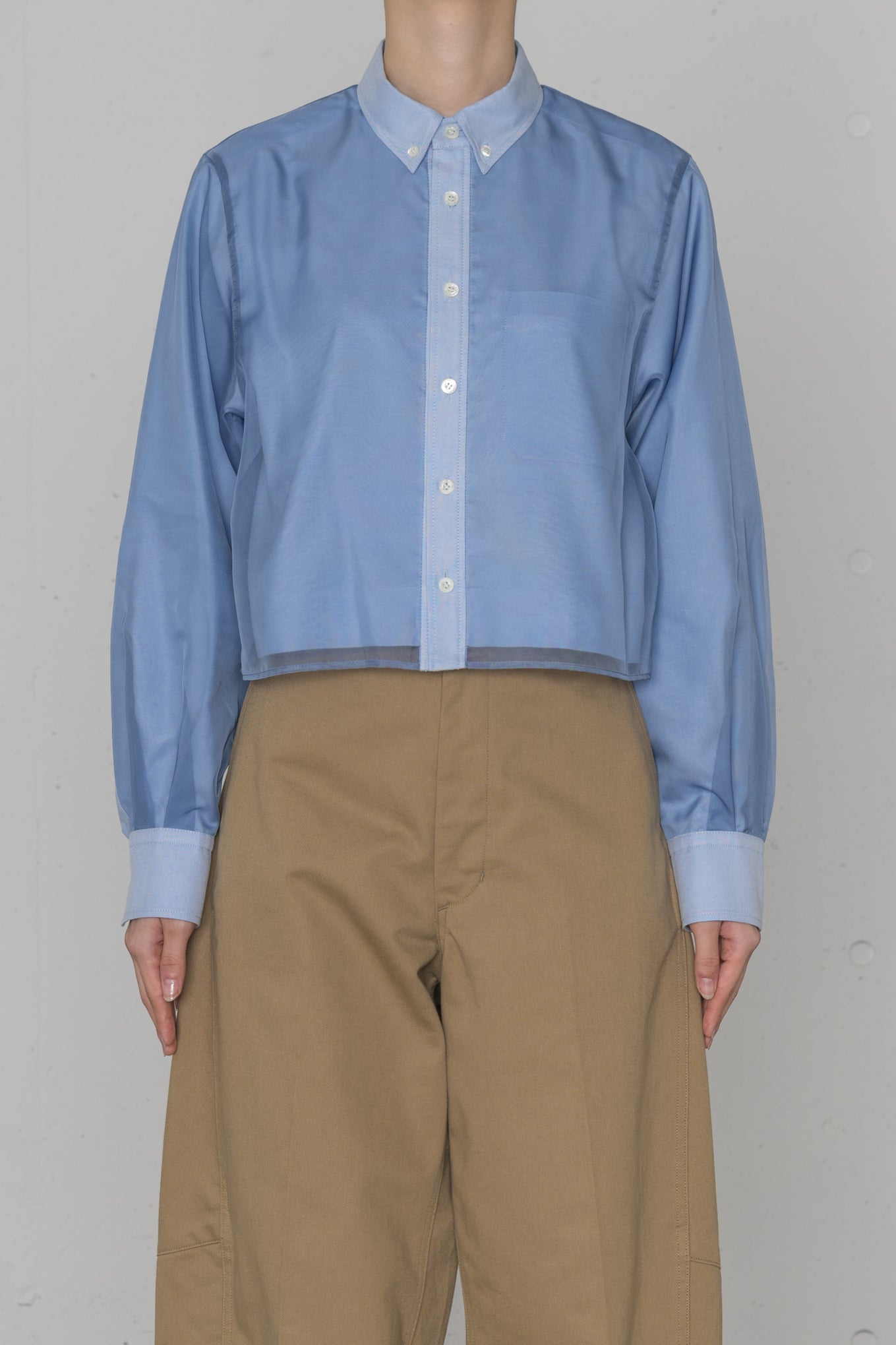 LAYERED OXFORD SHEER SHIRT