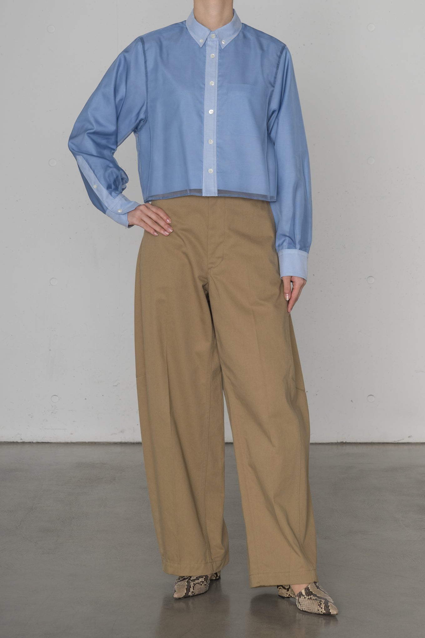 LAYERED OXFORD SHEER SHIRT