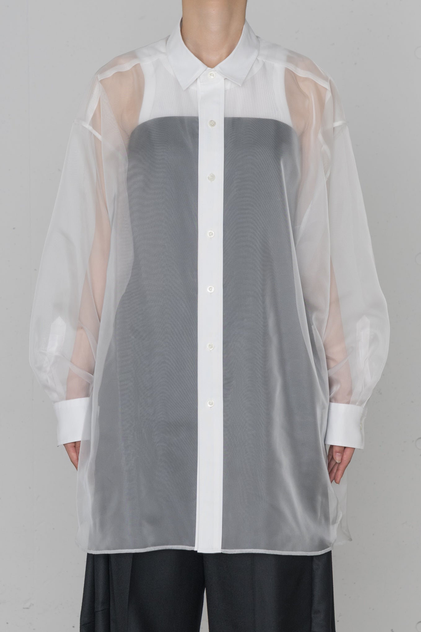 OXFORD SHIRT WITH SHEER DETAILING