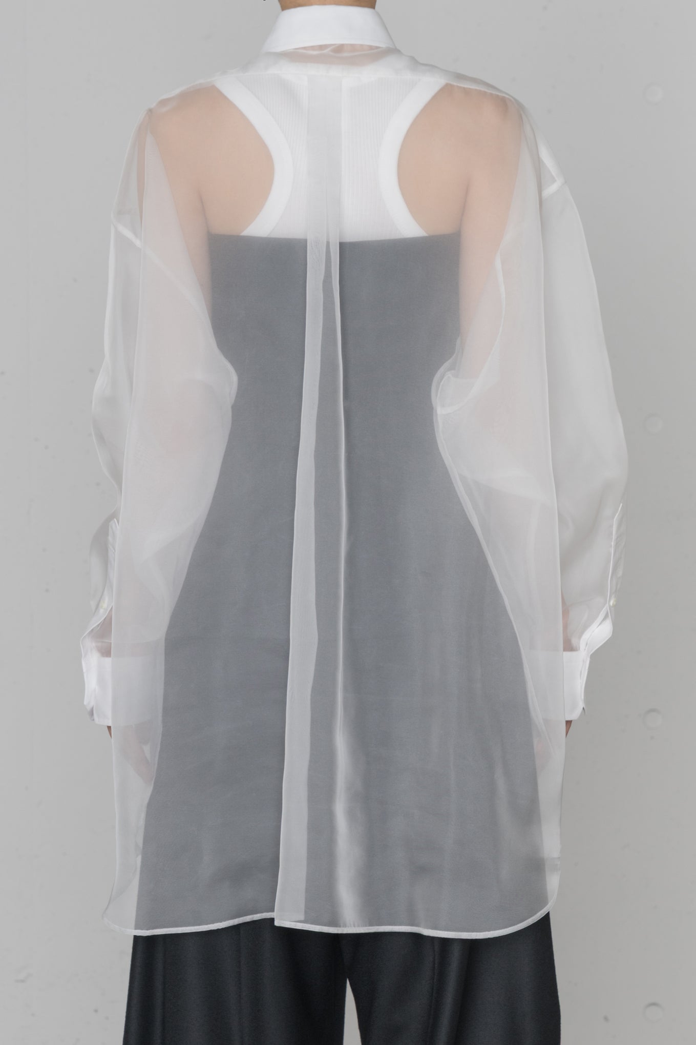OXFORD SHIRT WITH SHEER DETAILING