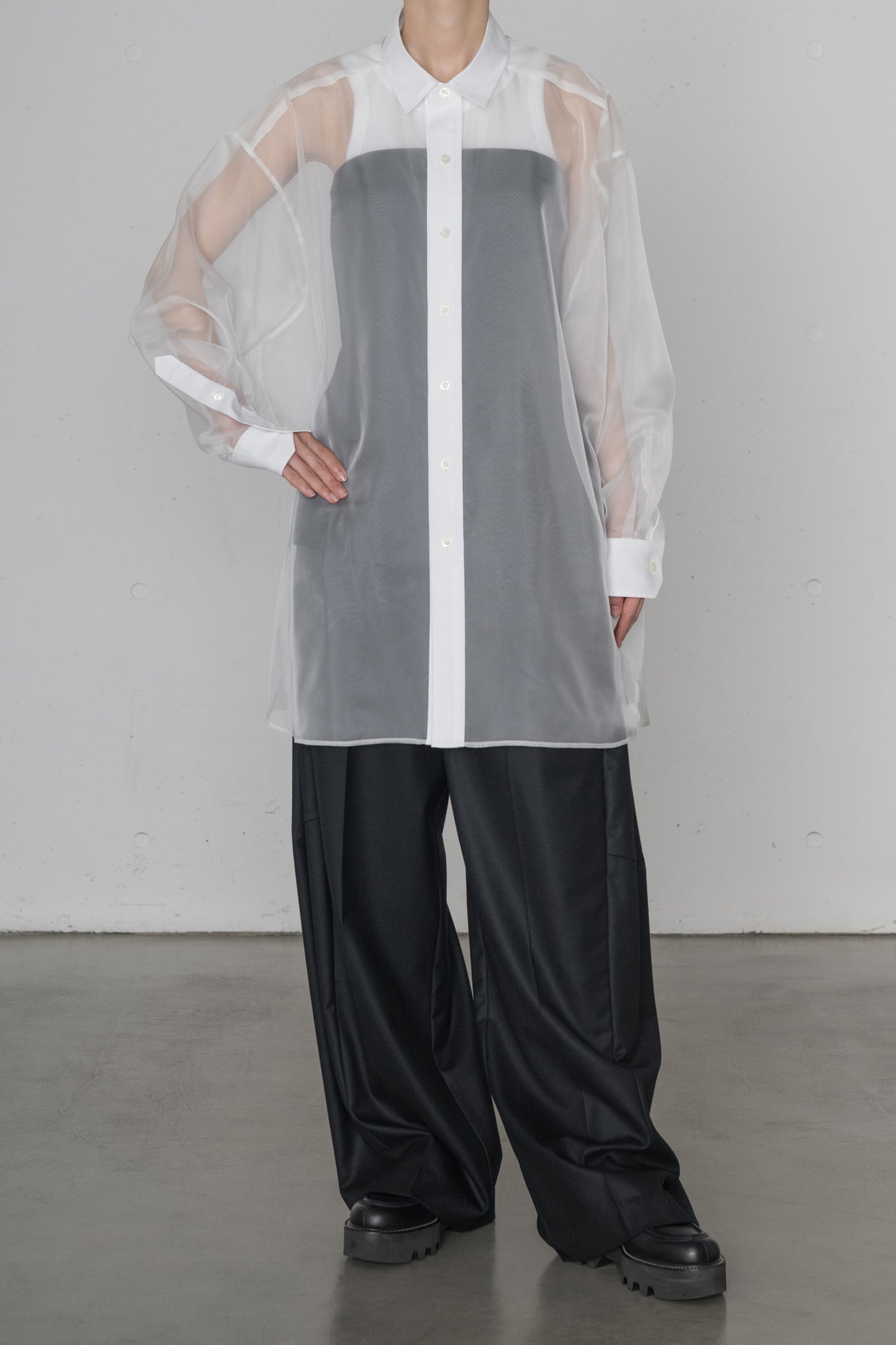 OXFORD SHIRT WITH SHEER DETAILING