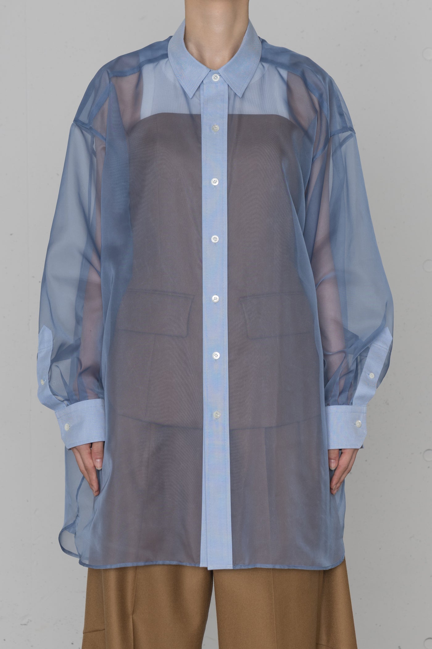 OXFORD SHIRT WITH SHEER DETAILING – HYKE ONLINE STORE