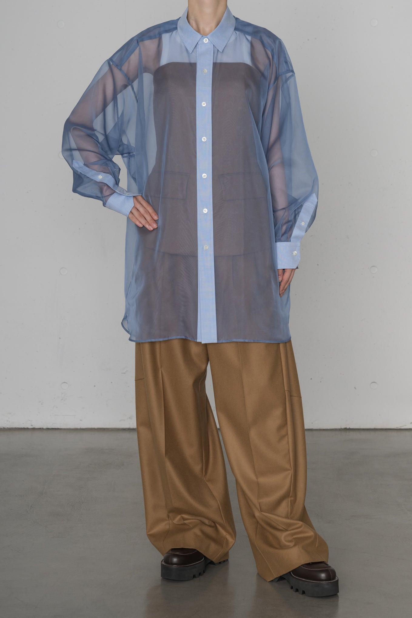 OXFORD SHIRT WITH SHEER DETAILING