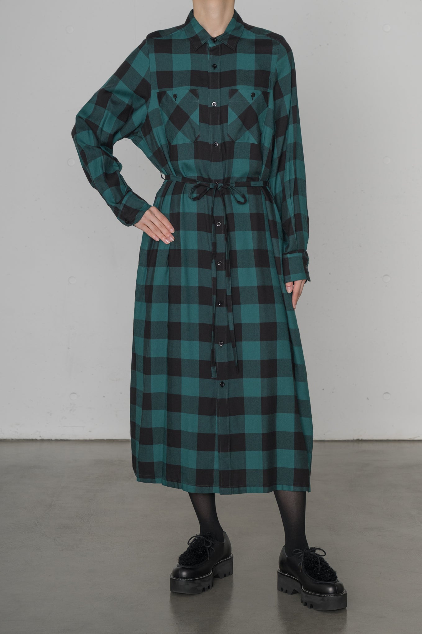 RAYON PLAID DRESS
