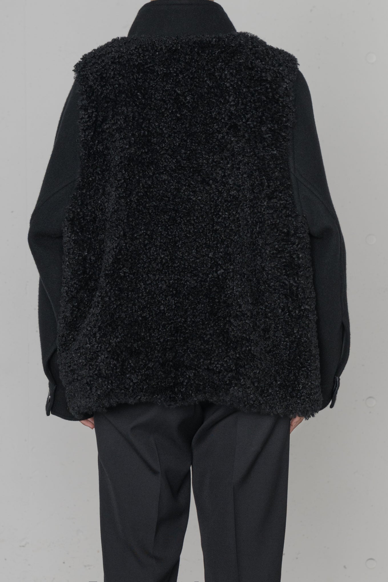 DOUBLE FACE FAUX SHEARLING DUFFEL JACKET