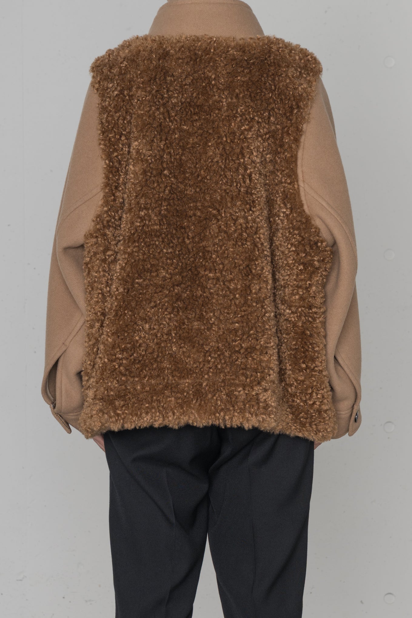 DOUBLE FACE FAUX SHEARLING DUFFEL JACKET