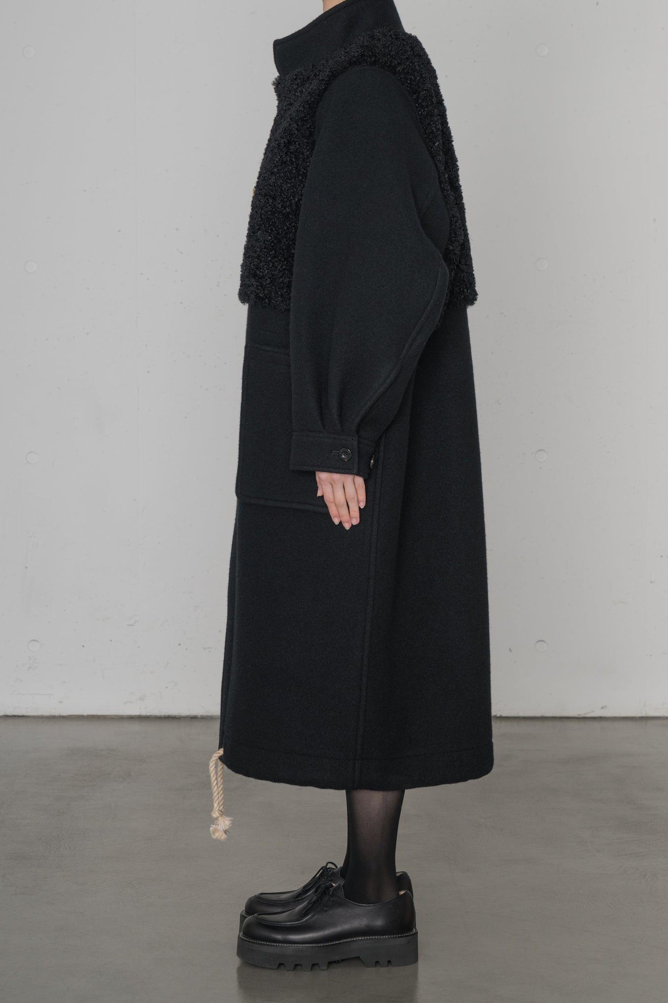 DOUBLE FACE FAUX SHEARLING DUFFEL COAT