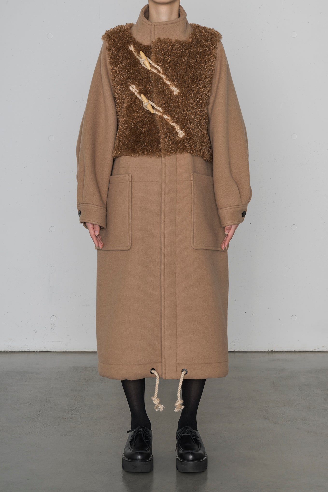 DOUBLE FACE FAUX SHEARLING DUFFEL COAT