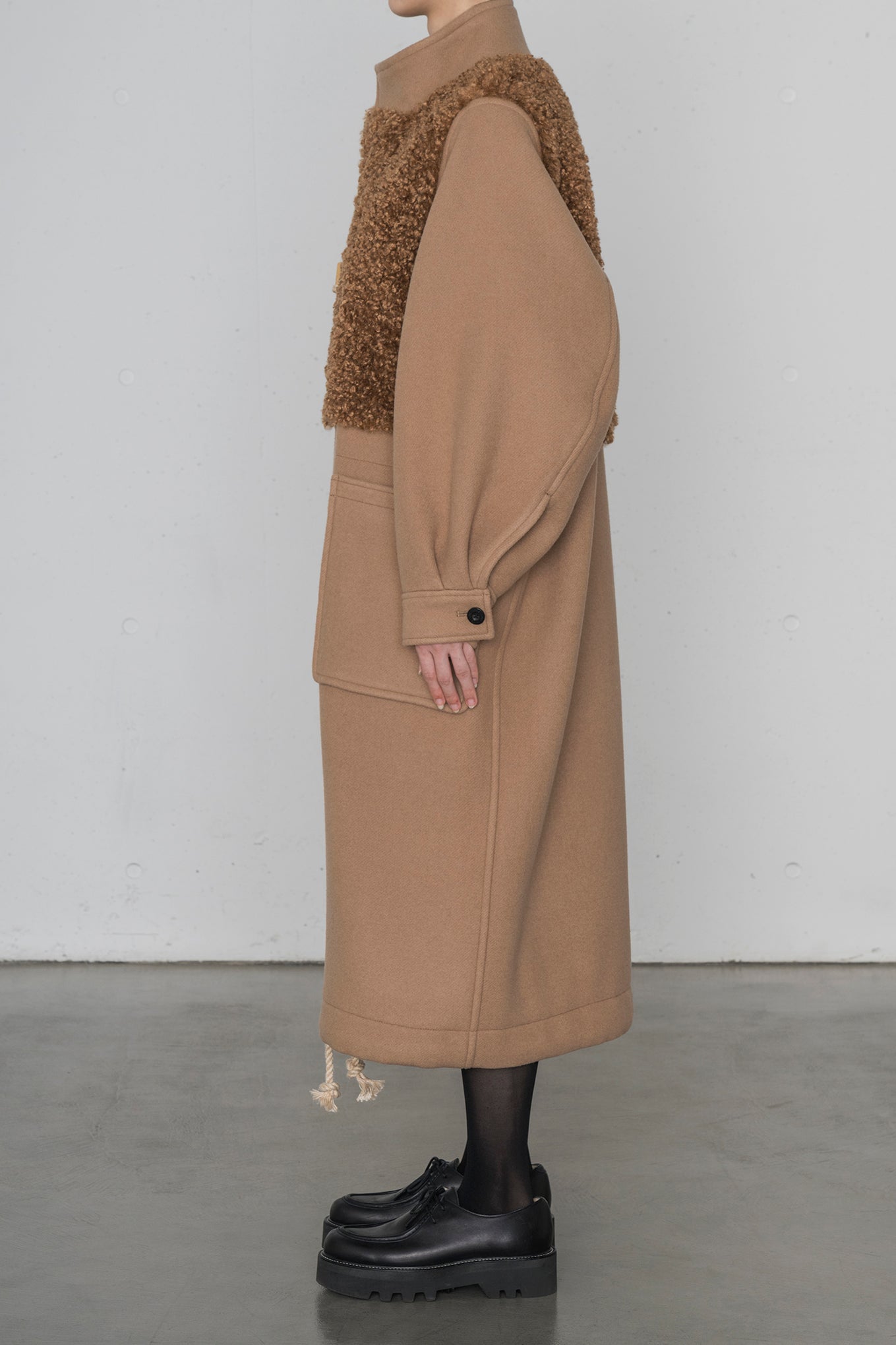 DOUBLE FACE FAUX SHEARLING DUFFEL COAT