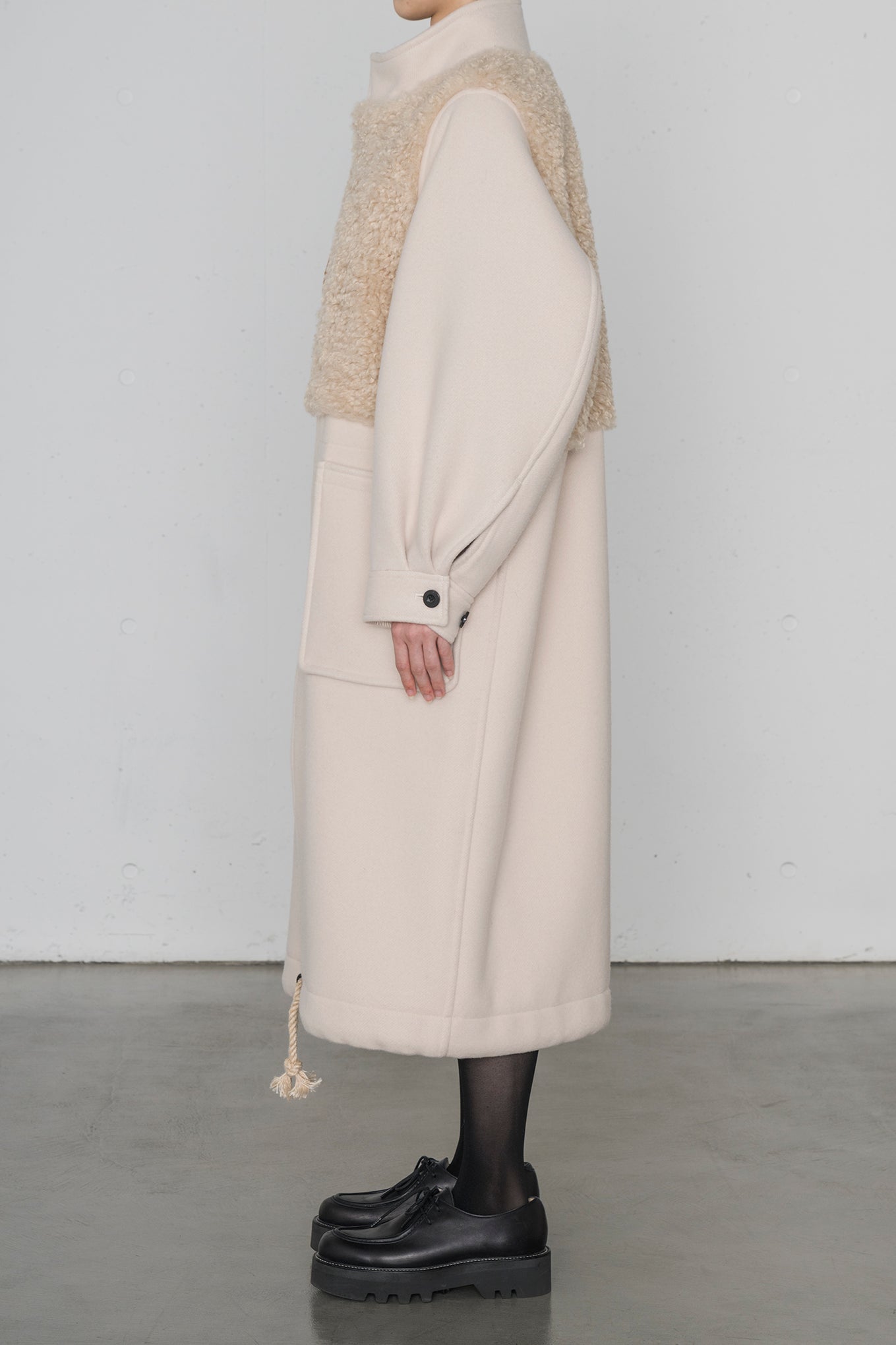 DOUBLE FACE FAUX SHEARLING DUFFEL COAT