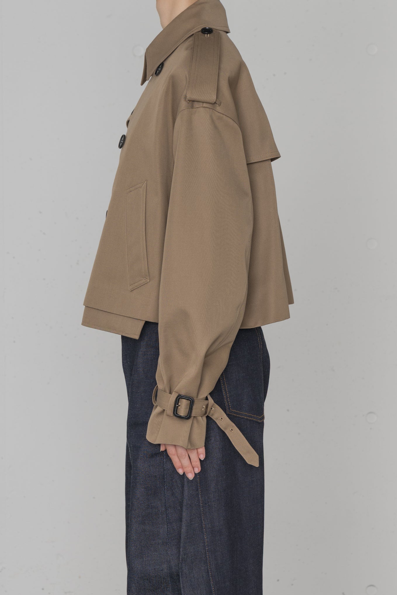 CROPPED TRENCH COAT / BIG FIT