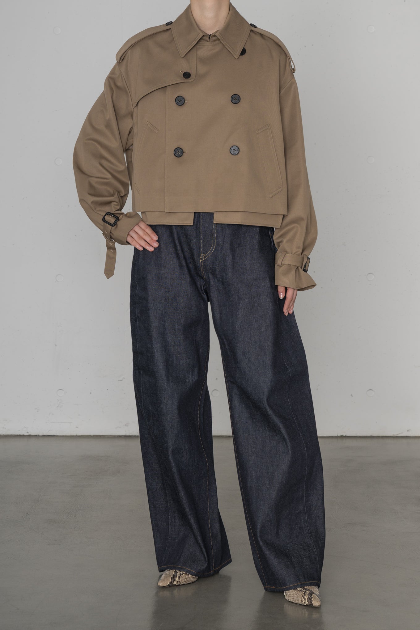 CROPPED TRENCH COAT / BIG FIT