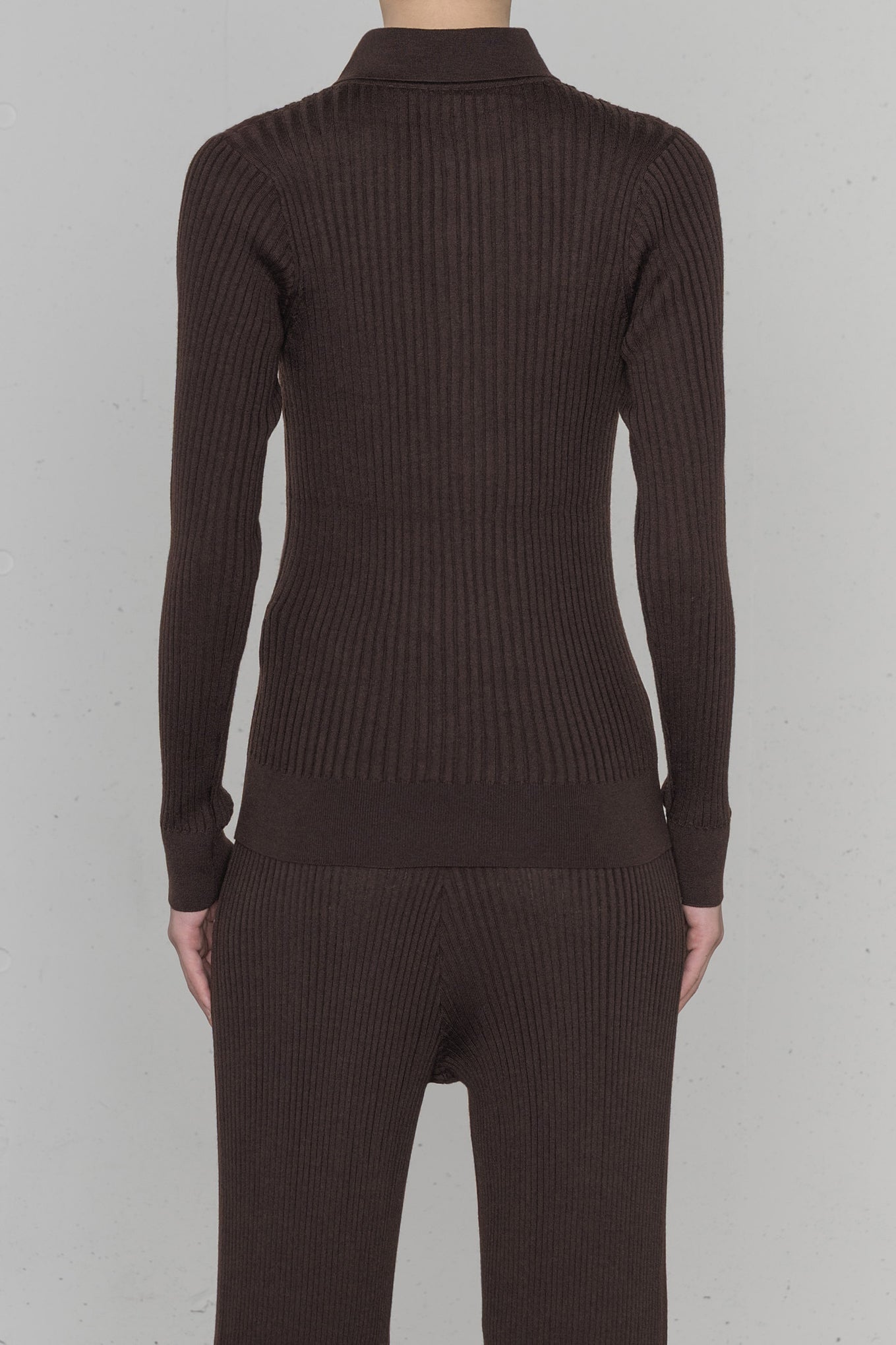 WIDE RIBBED POLO SWEATER
