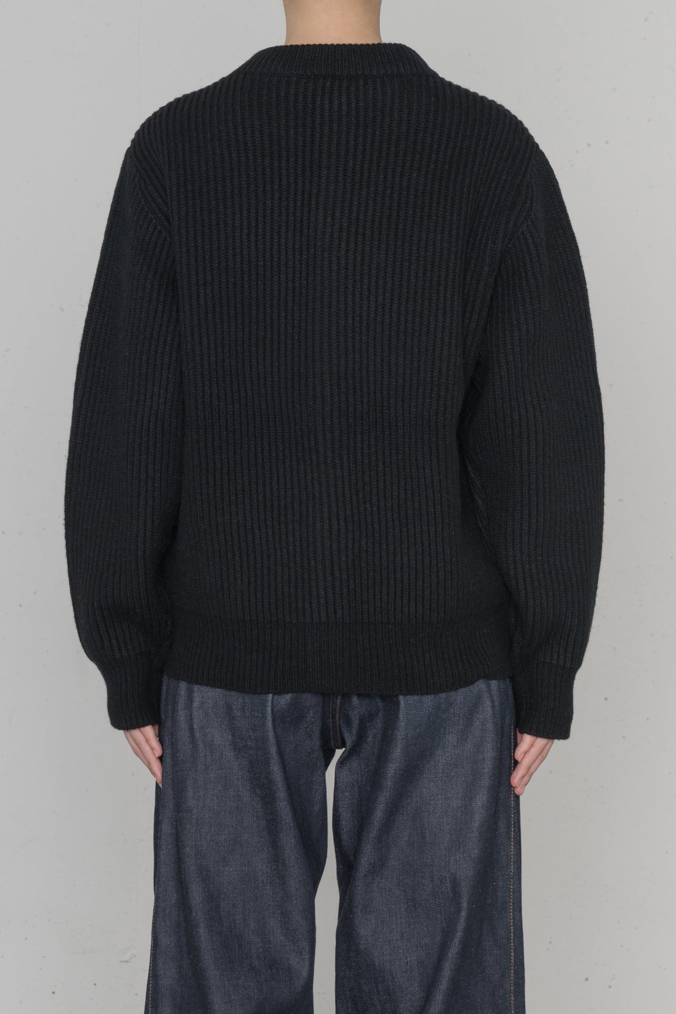 RIBBED KNIT WOOL CARDIGAN