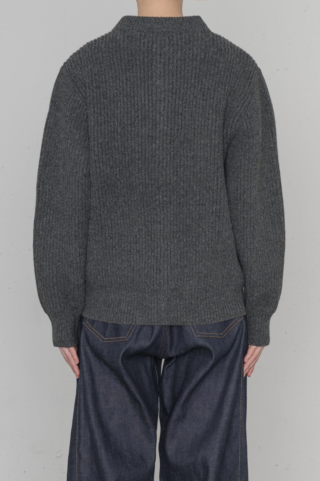 RIBBED KNIT WOOL CARDIGAN