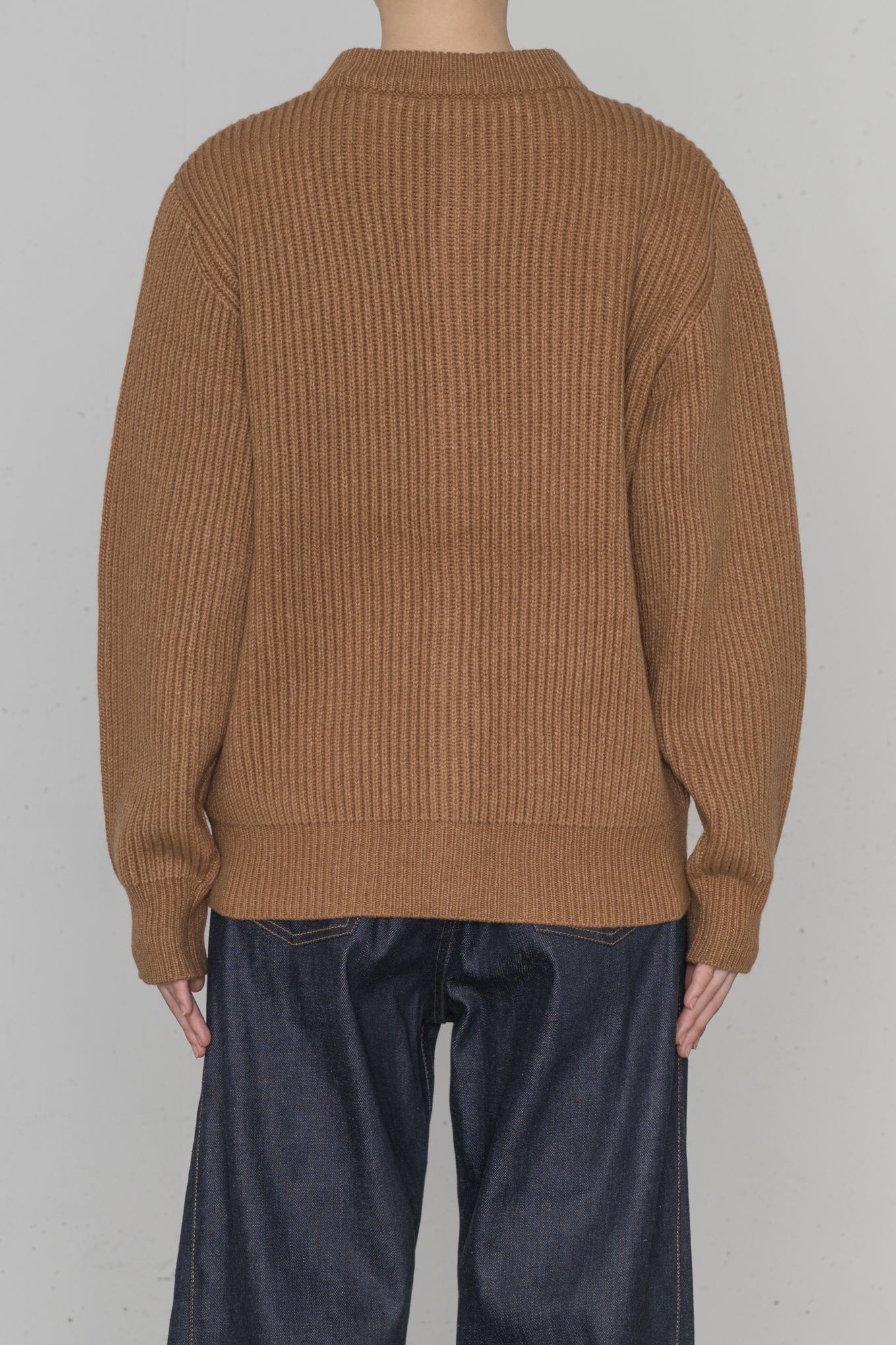 RIBBED KNIT WOOL CARDIGAN