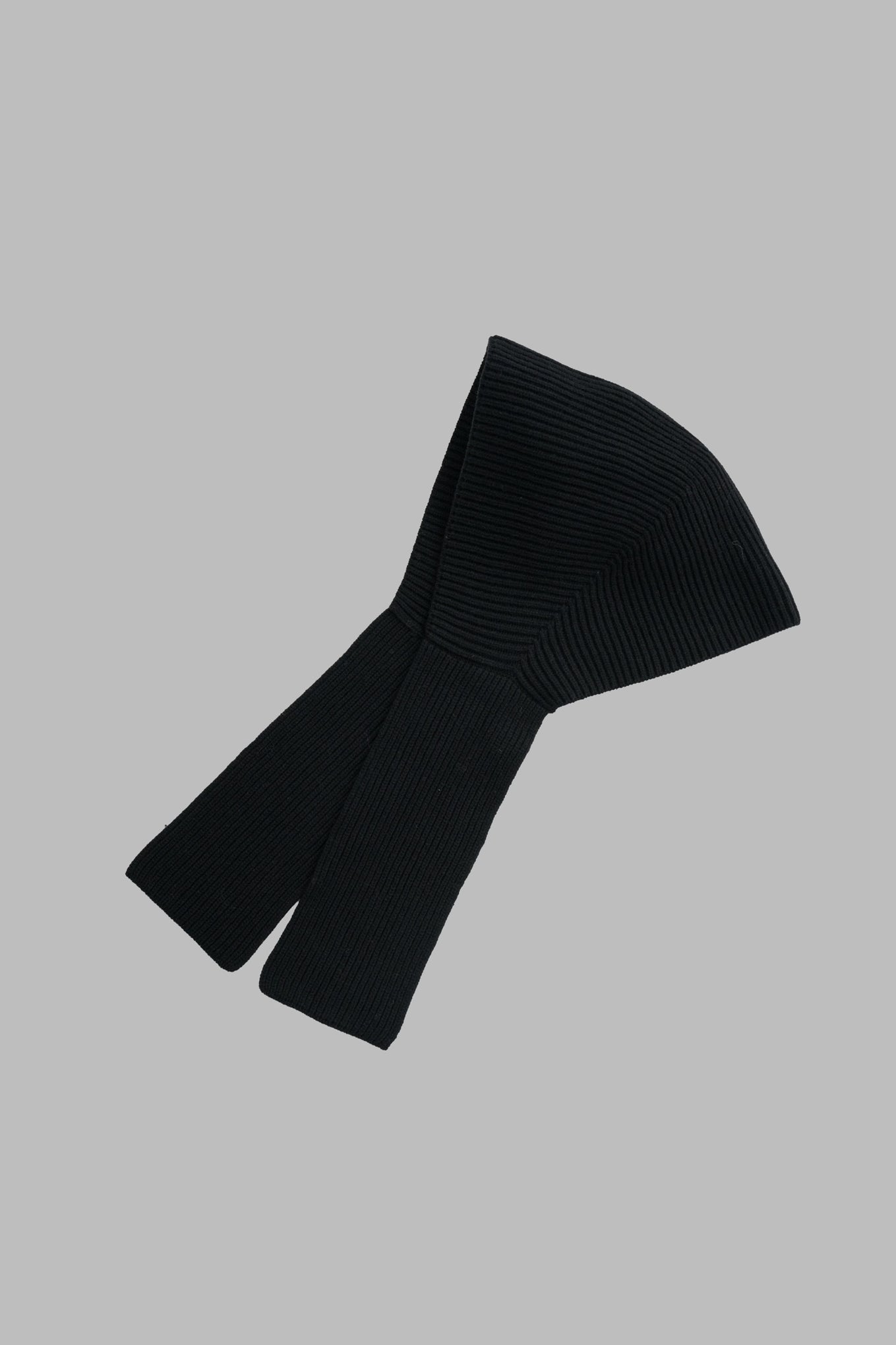 RIBBED KNIT WOOL HOODED SCARF