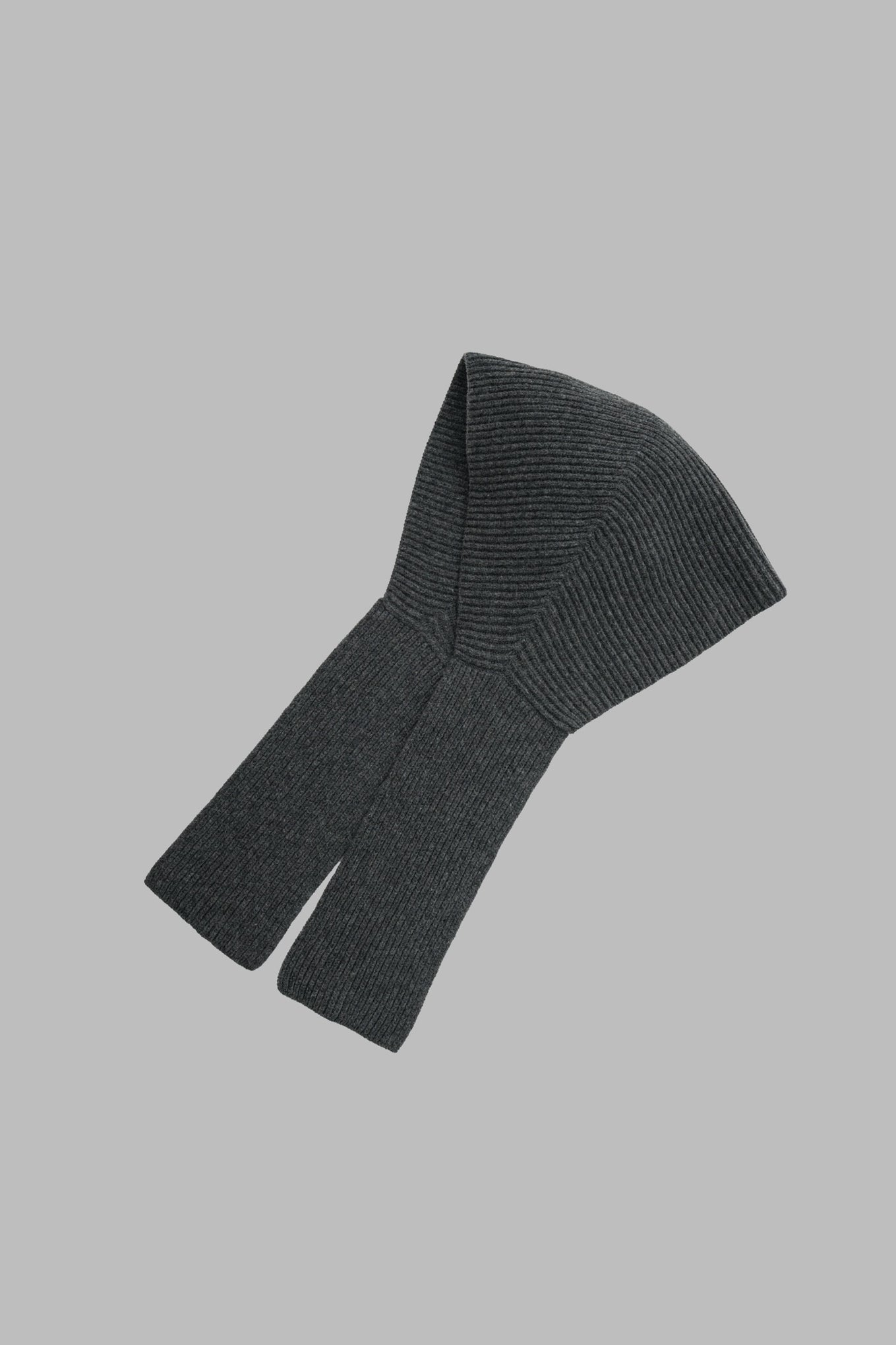 RIBBED KNIT WOOL HOODED SCARF